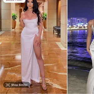 Fashion Nova white satin maxi dress